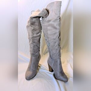 Over The Knee Light Gray Boots New In Box